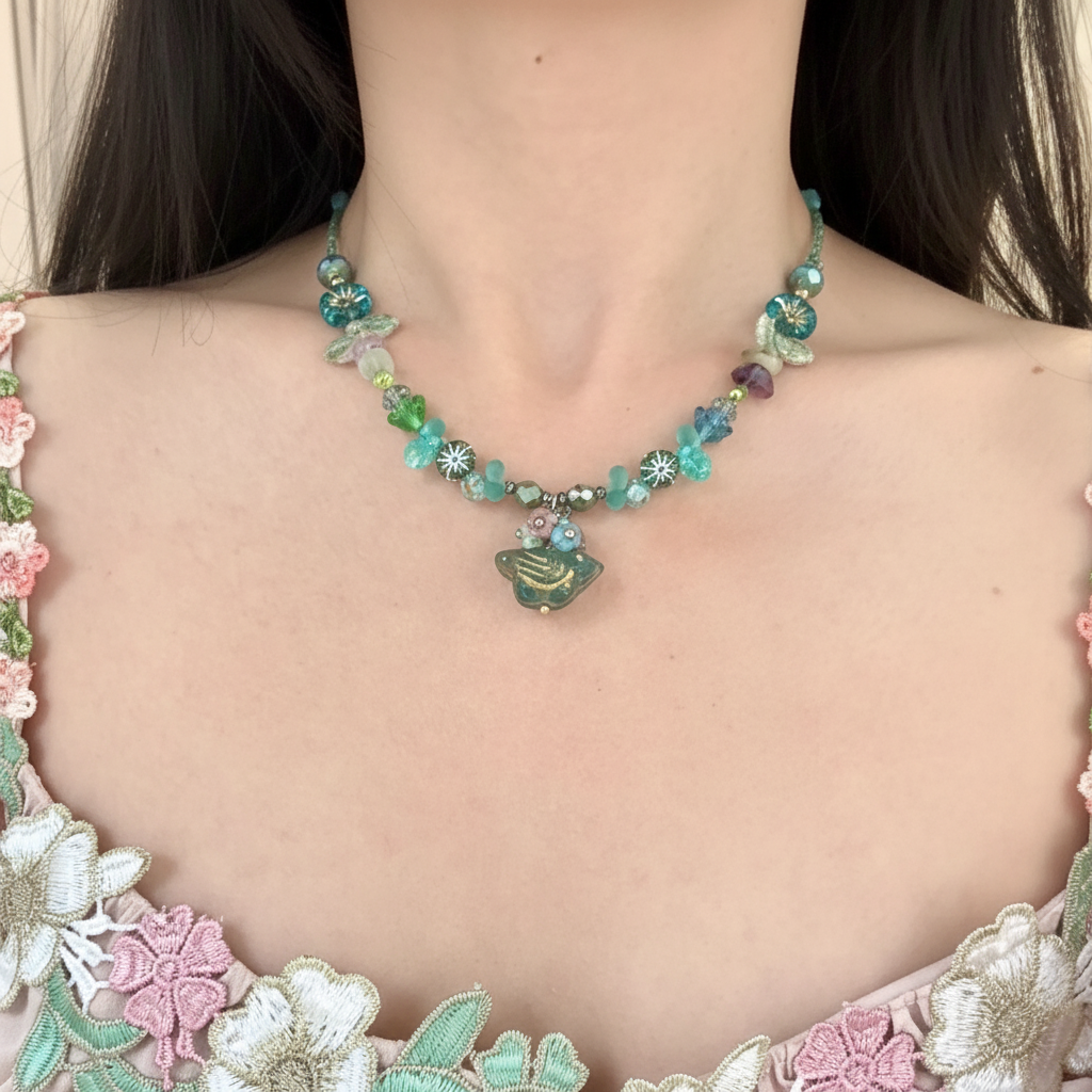 Garden in a Bottle — Czech Glass Beaded Necklace view 1
