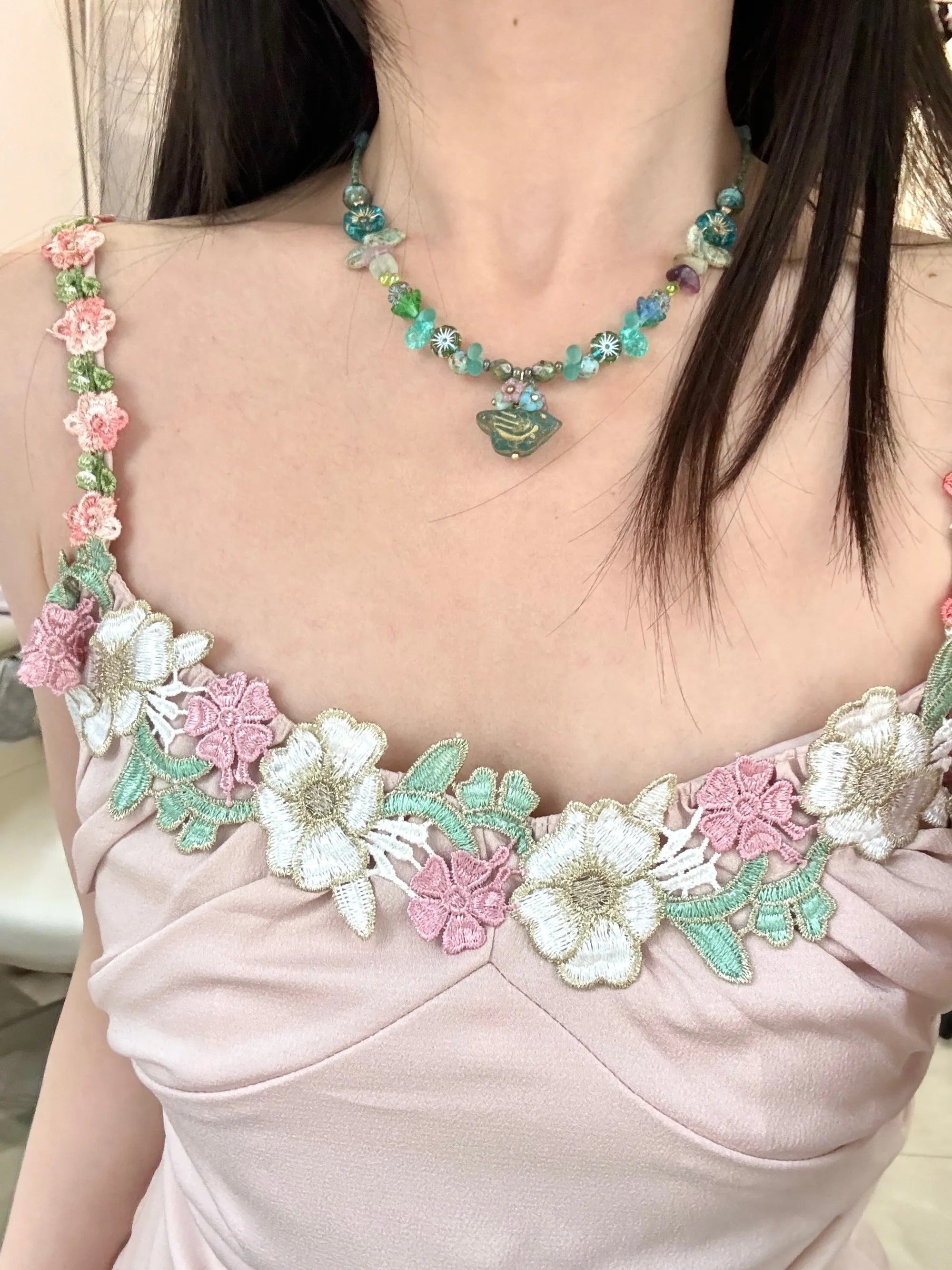 Garden in a Bottle — Czech Glass Beaded Necklace view 2