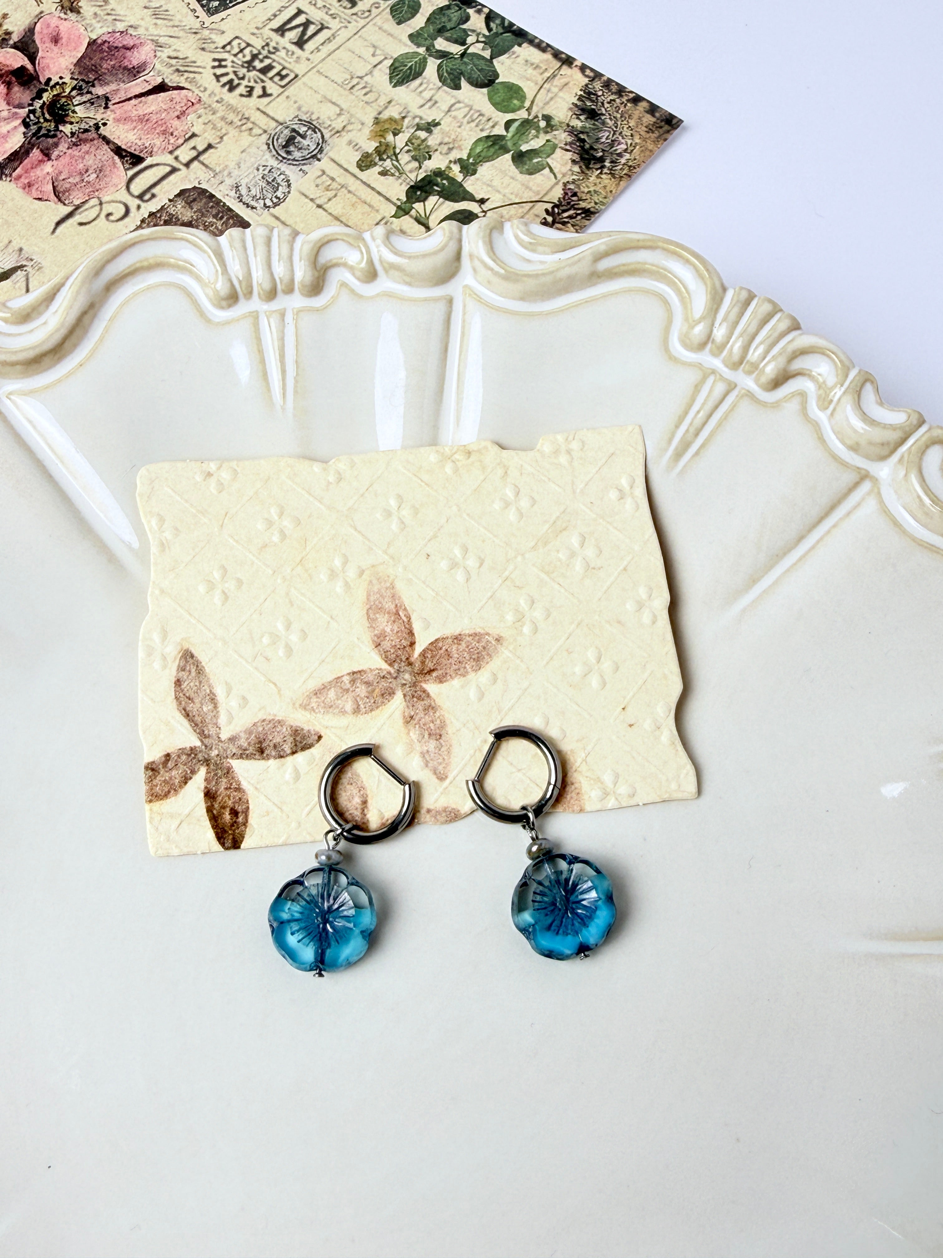 The Garden Versatility Set - Interchangeable Glass Charms with Tarnish-Free Hoops view 3
