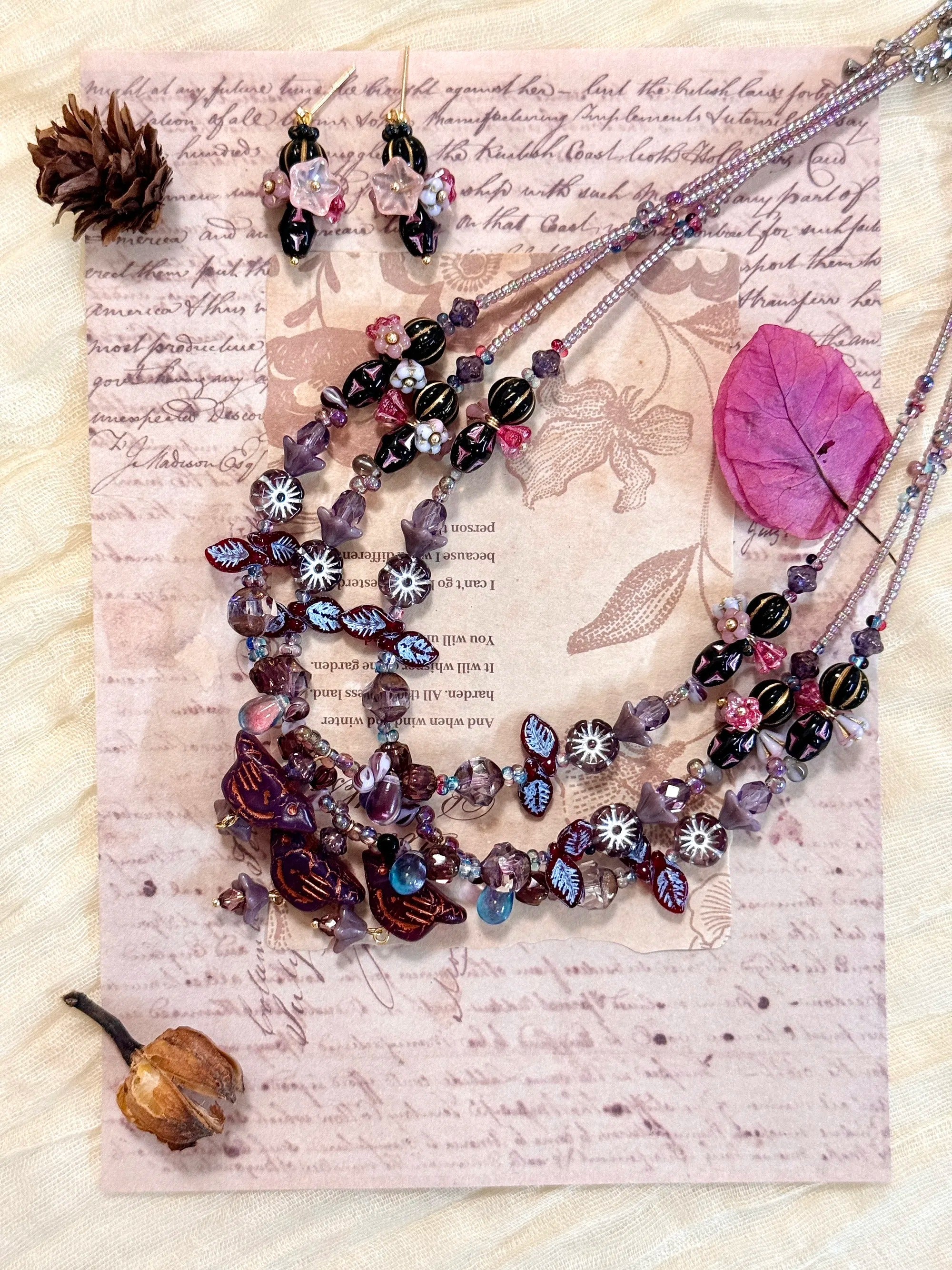 The Garden After Midnight — Czech Glass Beaded Necklace view 1