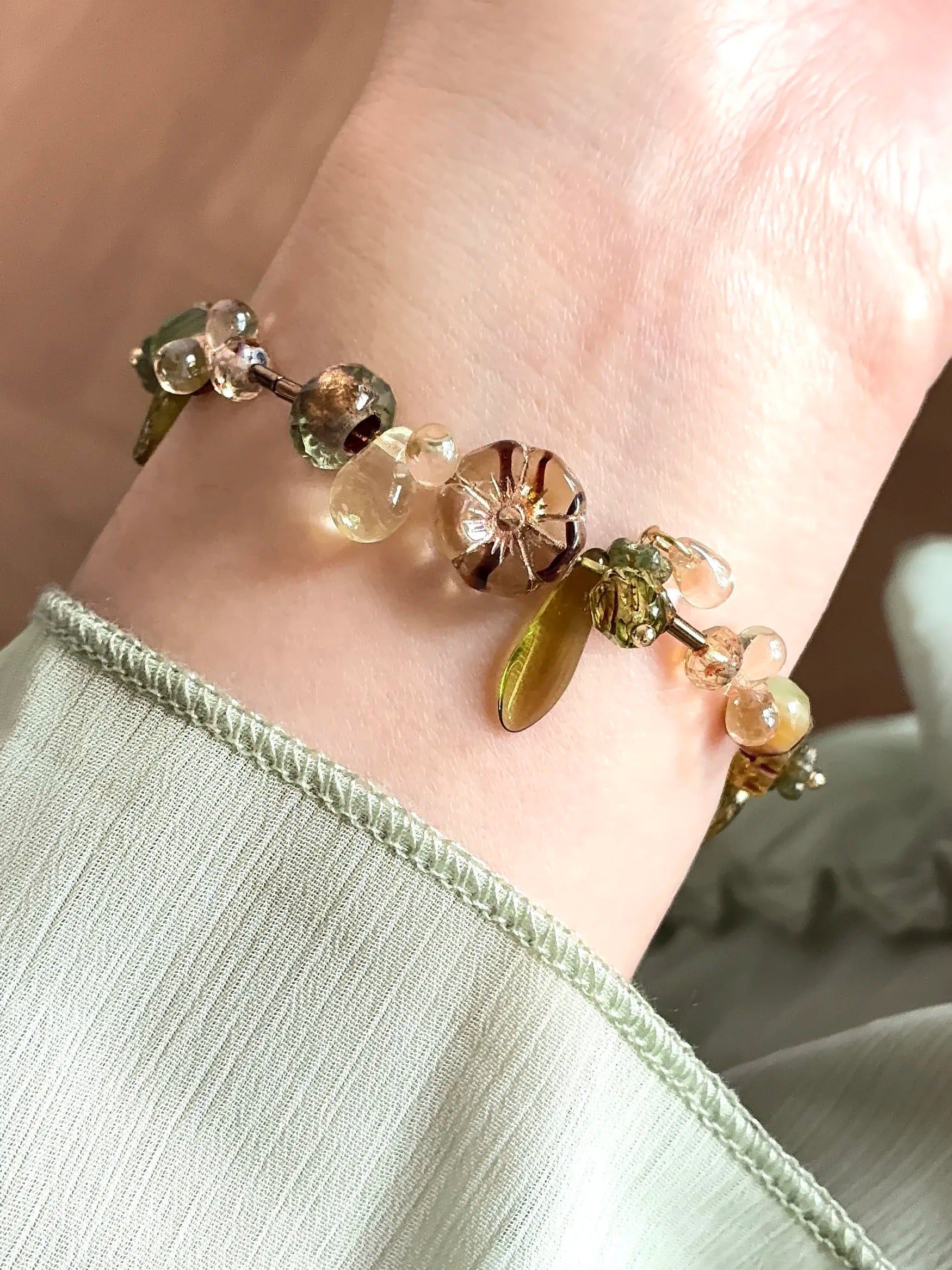 The Garden Held Its Breath — Floral Beaded Bracelet view 2