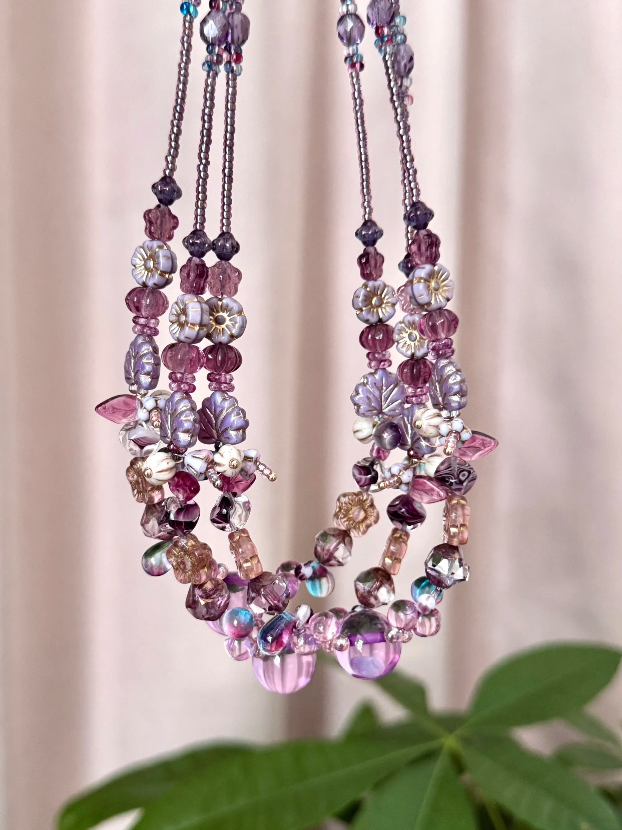 The Wisteria Reverie — Czech Glass Beaded Necklace view 2
